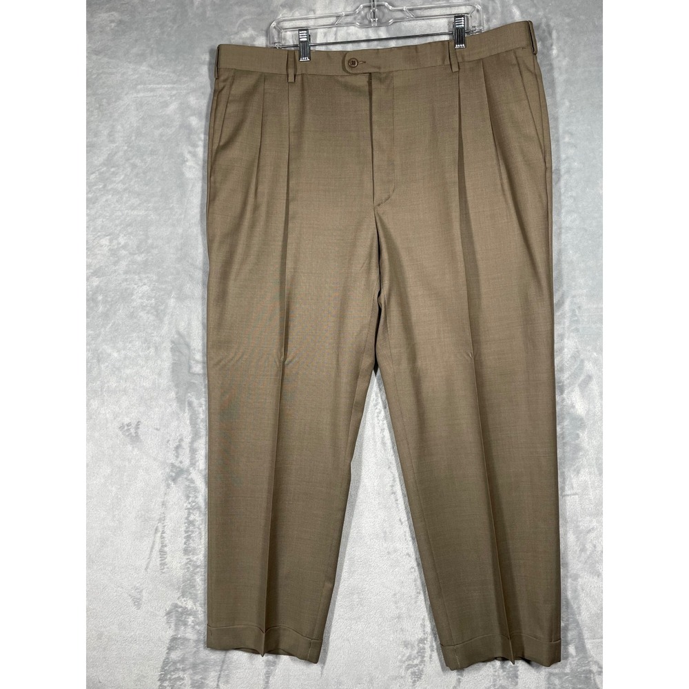 Zanella for Nordstrom Bennett Brown Wool Pleated Dress Pants Mens 42 Made Italy